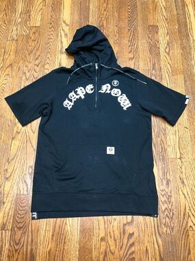 AAPE By A Bathing Ape Black Short Sleeve Half-Zip Hoodie
